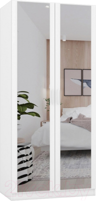 Шкаф Интермебель Марсель 580 2 зеркала / МР-09 (белый премиум) - фото