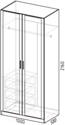 Шкаф Интермебель Марсель 580 2 зеркала / МР-09 (дуб крафт золотой)