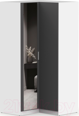 Шкаф Интермебель Марсель 1 зеркало / МР-12 (графит серый) - фото