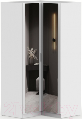 Шкаф Интермебель Марсель 2 зеркала / МР-12 (белый премиум) - фото