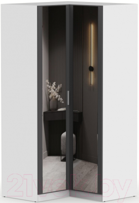 Шкаф Интермебель Марсель 2 зеркала / МР-12 (графит серый) - фото