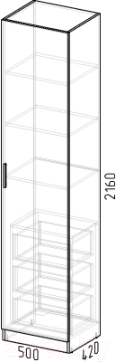 Шкаф-пенал Интермебель Марсель 420 / МР-03-MN (белый софт)