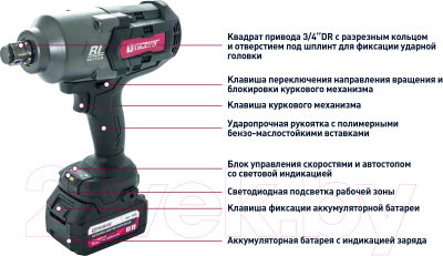 Аккумуляторный гайковерт Thorvik BBIW341700