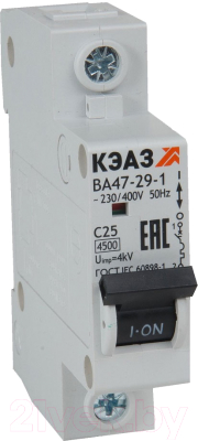 Выключатель автоматический КЭАЗ ВА47-29-1B10-УХЛ3 4.5кА / 318180 - фото