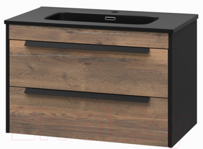 Тумба под умывальник Brevita Monsour 80 / MON-09080-0102Я (черный/темное дерево) - фото
