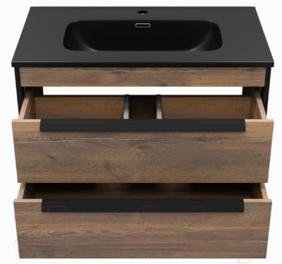 Тумба под умывальник Brevita Monsour 80 / MON-09080-0102Я (черный/темное дерево)