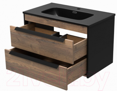 Тумба под умывальник Brevita Monsour 80 / MON-09080-0102Я (черный/темное дерево)