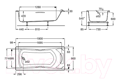 Ванна акриловая Roca BeCool 190x90 / ZRU9303020