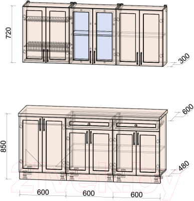 Готовая кухня Интерлиния Тренд 1.8А