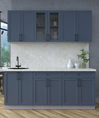 Кухонный гарнитур Интерлиния Тренд 1.9А (индиго/индиго/опал светлый)