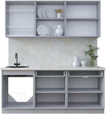 Кухонный гарнитур Интерлиния Тренд 1.9А (индиго/индиго/опал светлый)