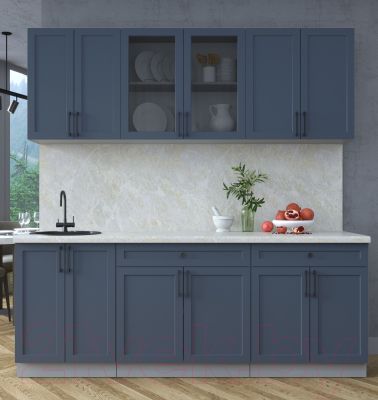Кухонный гарнитур Интерлиния Тренд 2.1А (индиго/индиго/опал светлый)