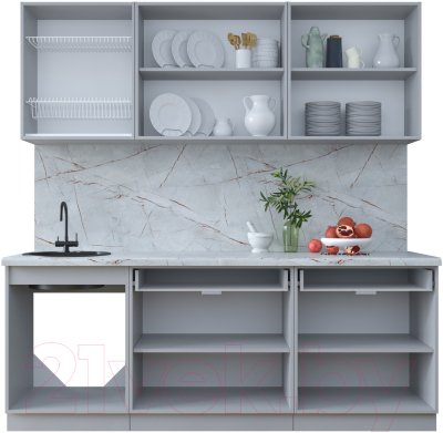 Кухонный гарнитур Интерлиния Тренд 2.1А (индиго/индиго/опал светлый)