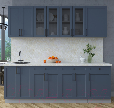 Кухонный гарнитур Интерлиния Тренд 2.3А (индиго/индиго/опал светлый)