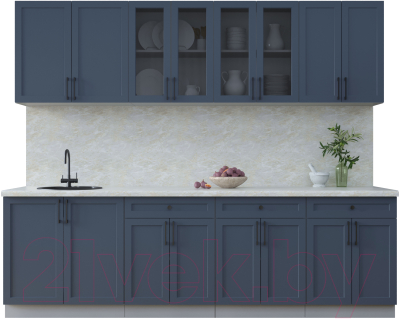 Кухонный гарнитур Интерлиния Тренд 2.6А (индиго/индиго/опал светлый) - фото