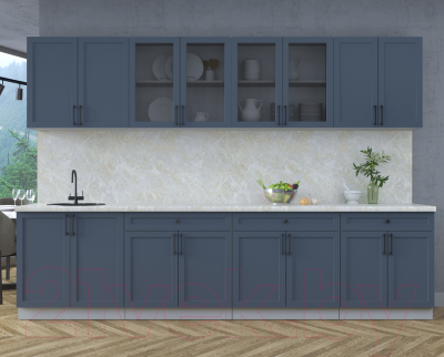 Кухонный гарнитур Интерлиния Тренд 3.1А (индиго/индиго/опал светлый)