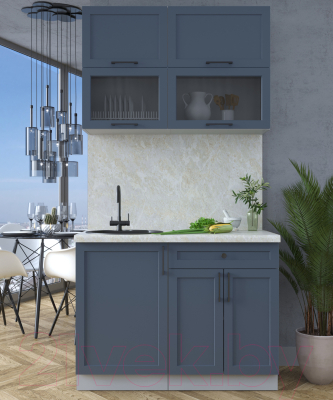 Кухонный гарнитур Интерлиния Тренд 1.1Б (индиго/индиго/опал светлый)