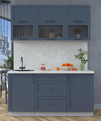 Кухонный гарнитур Интерлиния Тренд 1.6Б (индиго/индиго/опал светлый)