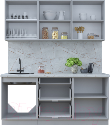 Кухонный гарнитур Интерлиния Тренд 1.8Б (индиго/индиго/опал светлый)