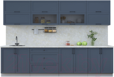 Кухонный гарнитур Интерлиния Тренд 3.1Б (индиго/индиго/опал светлый) - фото