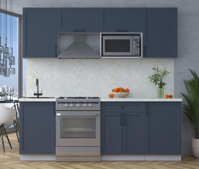 Кухонный гарнитур Интерлиния Тренд 2.2В (индиго/индиго/опал светлый)