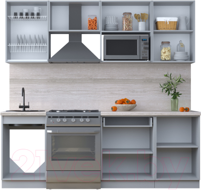 Кухонный гарнитур Интерлиния Тренд 2.2В (индиго/индиго/опал светлый)