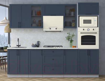Кухонный гарнитур Интерлиния Тренд 2.6В (индиго/индиго/опал светлый)