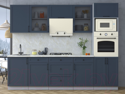 Кухонный гарнитур Интерлиния Тренд 2.7В (индиго/индиго/опал светлый)