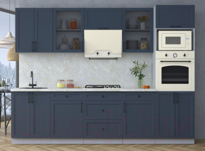 Кухонный гарнитур Интерлиния Тренд 2.8В (индиго/индиго/опал светлый)