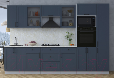 Кухонный гарнитур Интерлиния Тренд 3.2В (индиго/индиго/опал светлый)