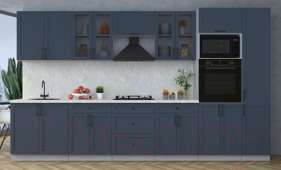 Кухонный гарнитур Интерлиния Тренд 3.6В (индиго/индиго/опал светлый)