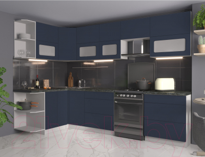 Готовая кухня Интерлиния Мила Матте 1.5x3.0 Б левая