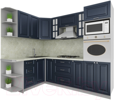 Кухонный гарнитур Интерлиния Мила Деко 1.68x2.4 левая - фото