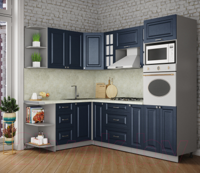 Кухонный гарнитур Интерлиния Мила Деко 1.68x2.4 левая