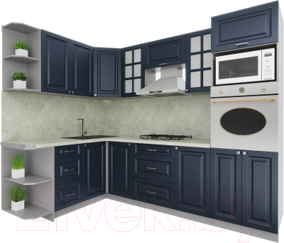 Кухонный гарнитур Интерлиния Мила Деко 1.68x2.6 левая - фото
