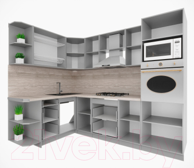 Кухонный гарнитур Интерлиния Мила Деко 1.68x2.6 левая