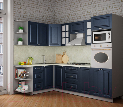 Кухонный гарнитур Интерлиния Мила Деко 1.68x2.6 левая