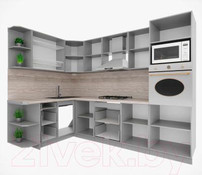 Кухонный гарнитур Интерлиния Мила Деко 1.68x2.8 левая