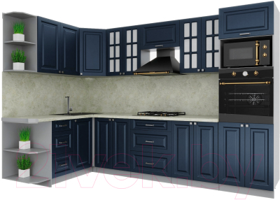 Кухонный гарнитур Интерлиния Мила Деко 1.68x3.0 левая - фото