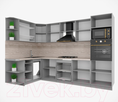 Кухонный гарнитур Интерлиния Мила Деко 1.68x3.0 левая