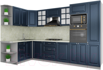 Кухонный гарнитур Интерлиния Мила Деко 1.68x3.2 левая - фото