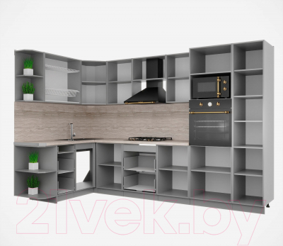 Кухонный гарнитур Интерлиния Мила Деко 1.68x3.2 левая