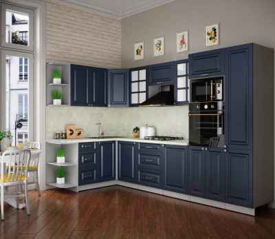 Кухонный гарнитур Интерлиния Мила Деко 1.68x3.2 левая