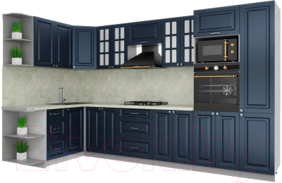 Кухонный гарнитур Интерлиния Мила Деко 1.68x3.4 левая - фото