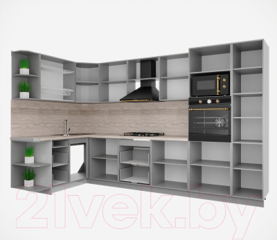 Кухонный гарнитур Интерлиния Мила Деко 1.68x3.4 левая
