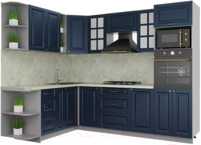 Кухонный гарнитур Интерлиния Мила Деко 1.88x2.6 левая - фото