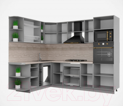 Кухонный гарнитур Интерлиния Мила Деко 1.88x2.6 левая