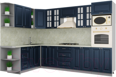 Кухонный гарнитур Интерлиния Мила Деко 1.88x3.0 левая - фото