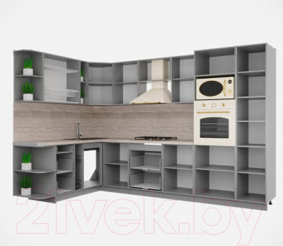 Кухонный гарнитур Интерлиния Мила Деко 1.88x3.2 левая