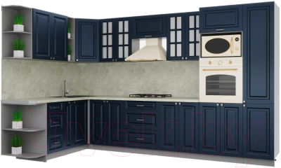 Кухонный гарнитур Интерлиния Мила Деко 1.88x3.4 левая - фото